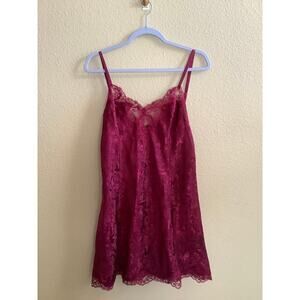 Victoria Secret Women's Vintage Gold Label Burgundy Nightie Sz L
